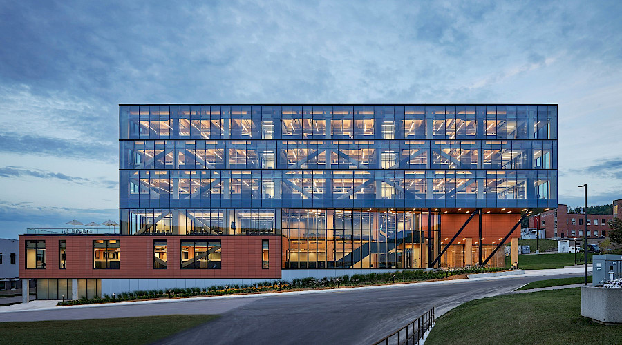 Exterior shot of the Canadian Nuclear Laboratories Research Campus, built in joint venture with Chandos Construction in