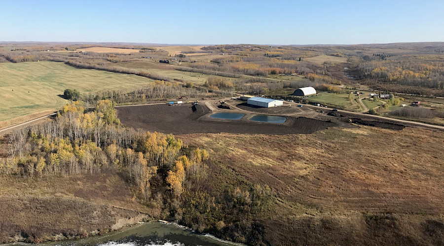 A birds eye view of the Kehewin Water Treatment Plant under construction.