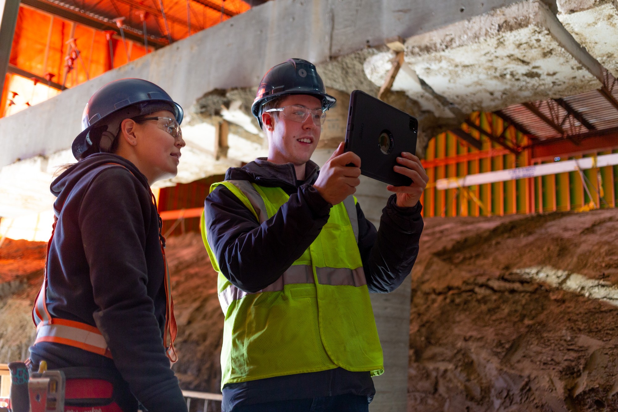 Image of two Chandos Construction employees working on site