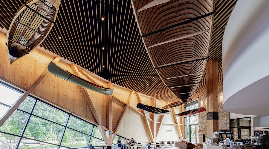 Interior image of the foyer at the Canadian Canoe Museum built by Chandos Construction Toronto