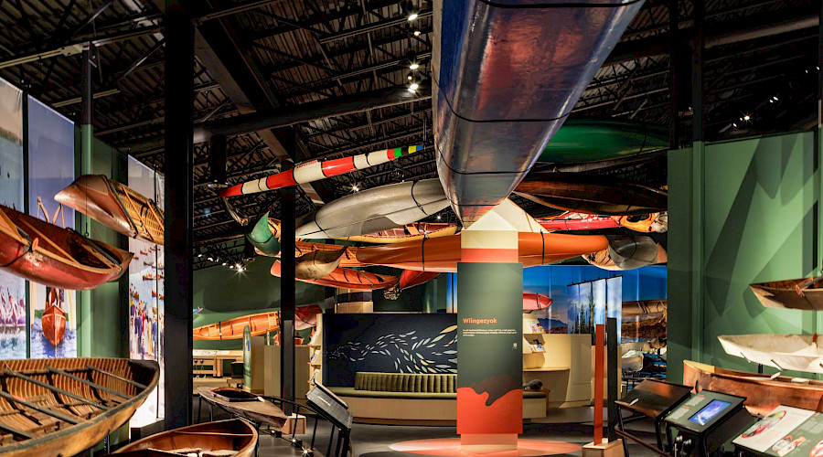 Interior image of the Canadian Canoe Museum displays, built by Chandos Construction Toronto