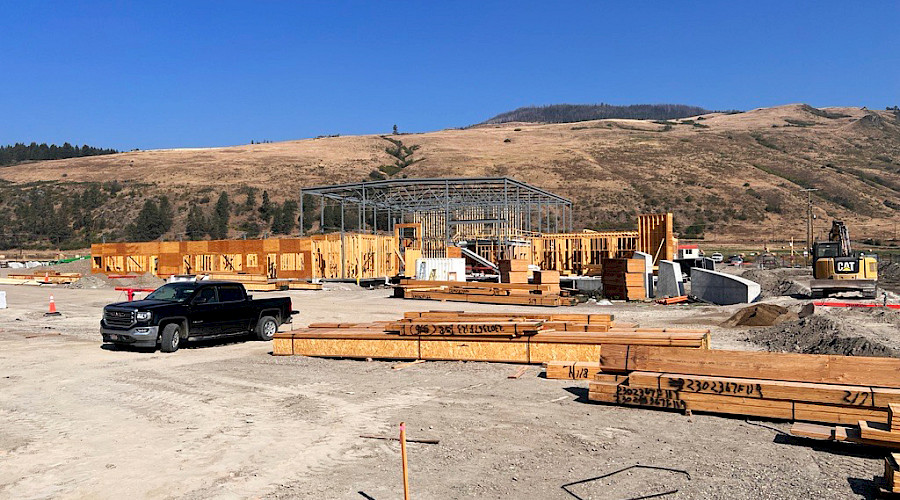 Exterior image of construction in progress at OKIB Cultural Immersion School built by Chandos Construction Kelowna